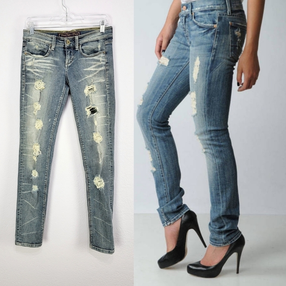 Divine Rights of Denim Lust Low Rise Classic Skinny Distressed Size 26 - Picture 1 of 16